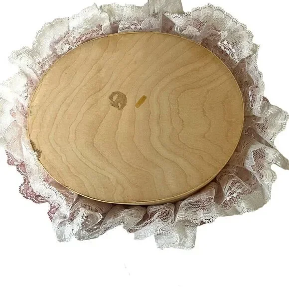 Victorian Handmade Lace Sewing Notions Trinket Box Jewelry VTG 8" Granny Core - Picture 9 of 12